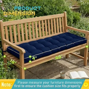 Outdoor Bench Cushion Seat Pad for Garden Bench Porch Swing Indoor Outdoor Furniture (Blue 48X18X4 Inch)