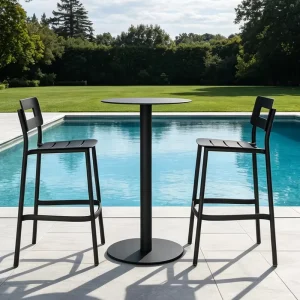 Outdoor Comfortable Bar Chair and Table Set for Home Bar Courtyard Balcony Milk Tea Shop or Cafe with High Wall Window