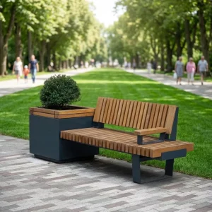 Outdoor Corten Leg Bench Corten Steel Bench Planter Park Seat Public Commercial Seating Bench Outside