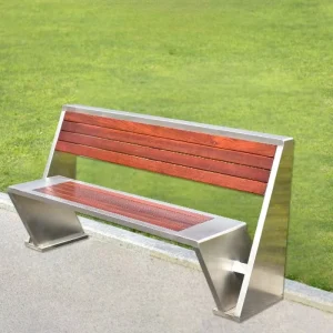 Outdoor Ergonomic Stainless Steel Seating Bench with Backrest for Elderly Comfort