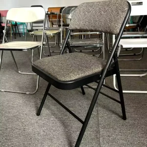 Outdoor Event Office Black Padded Metal Leather Folding Chair
