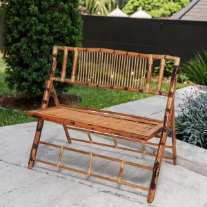 Outdoor Farmhouse Vintage Bamboo Dining Foldable Bench for Restaurant Garden Patio Beach Hotel Park Home