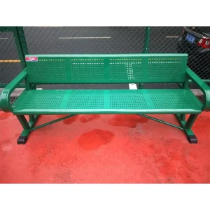 Outdoor Furniture Aluminum Alloy Outside Public Park Perforated Sport Court Bench Seating Garden Patio Chair Bench with Armrest