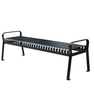 Outdoor Furniture Backless Slatted Steel Bench Seat Outside Park Metal Seating Bench Public Garden Patio Benches Without Back