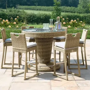 Outdoor Furniture Bar Counter Suit Durable Rattan Rattan Bar Stool and Chair Round Rattan Bar Set