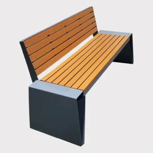 Outdoor Furniture Cast Aluminum Wood Bench Seat Outside Park Hardwood Bench Seating Public Garden Patio Long Back Bench Chair