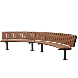 Outdoor Furniture Curved Wpc Wood Bench Seat Outside Park Bench Chair Out Door Garden Long Bench Seating with Backrest