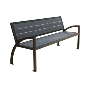 Outdoor Furniture Grey Plastic Wood Bench Seat Outside Park WPC Wooden Seating Bench Public Garden Patio Chair Bench