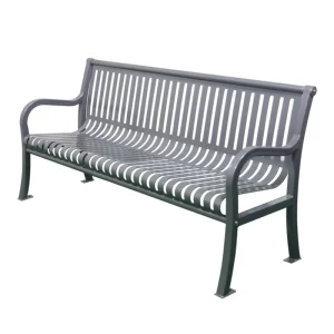 Outdoor Furniture Heavy Duty Commercial Grade Metal Steel Bench Seating Public Park Playground Vandal Resistant Iron Seat Bench