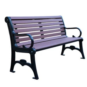 Outdoor Furniture Metal Frame Wooden Bench Seat Outside Park Cast Iron Leg Bench Chair Out Door Garden Hardwood Bench Seating