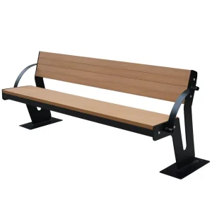 Outdoor Furniture Metal Frame Wooden Bench Seat Outside Park Composite Wood Bench Seating Public Garden Patio Chair Bench