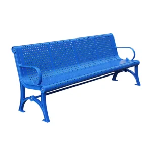 Outdoor Furniture Modern Perforated Metal Bench Seat Outside Park Long Leisure Steel Bench Seating