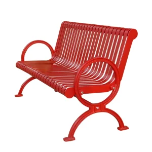 Outdoor Furniture Modern Slatted Steel Bench Seat Outside Park Metal Bench Seating