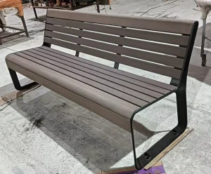 Outdoor Furniture Park Urban Street Recycled Plastic Bench Seat Public Area Commercial Wood Slat Seating Bench with Back