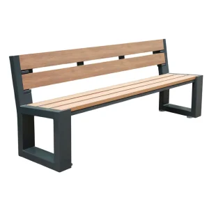 Outdoor Furniture Public Park Street Mid Century Reclaimed Wood Bench Seating Outside Garden Playground Seat Bench with Back