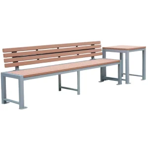 Outdoor Furniture Public Park Street Reclaimed Wood Bench Seating Outside Garden Patio Seat Benches and Coffee Table