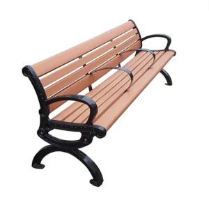 Outdoor Furniture Public Park Urban Street Wood and Metal Bench Seating Outside Garden Cast Iron Leg Wooden Seat Bench