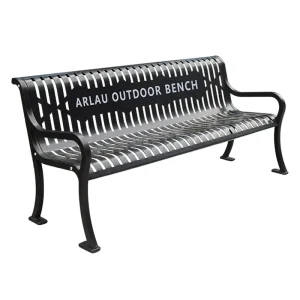 Outdoor Furniture Weather Resistant Durable Commercial Long Metal Slatted Bench Seat Outside Public Park Steel Bench Seating