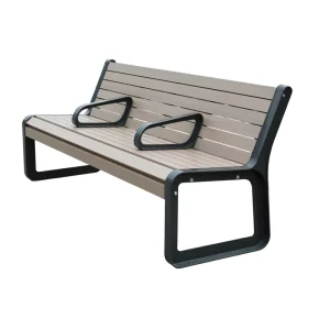 Outdoor Furniture Wood Plastic Composite Bench Seat Outside Park Seating Bench Public Garden Patio Long Chair Benches with Arm