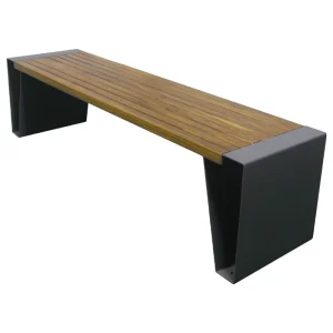 Outdoor Furniture Wood and Metal Backless Bench Seat Outside Park Public Garden Patio Solid Wood Seating Bench