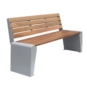 Outdoor Furniture Wooden Sitting Bench Public Park Reclaimed Wood and Metal Tall Bench Seating Outside Garden Patio Seat Bench