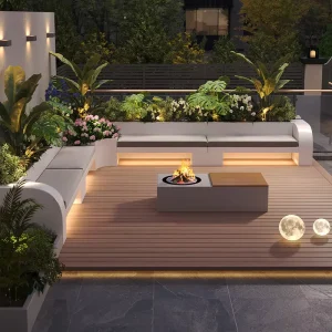 Outdoor Galvanized Plate Flower Box Bench Combination Drainage Holes Light Luxury Style Courtyard Terrace Leisure Seat Planting