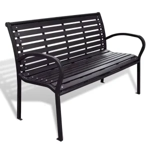 Outdoor Galvanized Steel Powder Coated PS Wood Park Bench with Backrest and Armrests