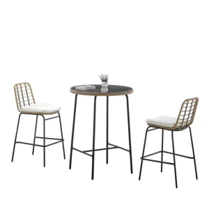 Outdoor Garden Double Soft Furniture Fashion Designed UV Resistant Garden Bar Set