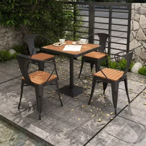 Outdoor Garden Leisure Table Chair Set Square Metal Industrial Antique Design Waterproof Sunproof Living Room Restaurant