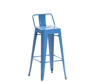 Outdoor Industrial Vintage Dining Bar Stool Heavy Duty Commercial High Chair with Low Rest Back for Restaurant Cafe