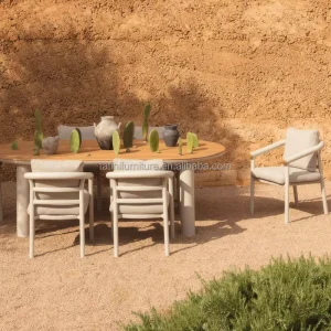 Outdoor Leisure Aluminum Alloy Tables and Chairs Courtyard Hotel Villa Patio Swimming Pool Waterproof and Sunscreen Long Table