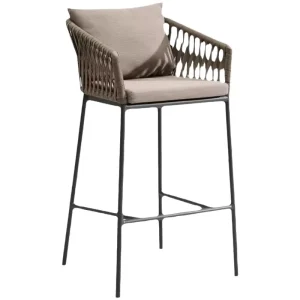 Outdoor Metal Bar Stool with Armrests European Style Commercial Use for Balcony Restaurant & Caf Trendy Open Air Counter Chair