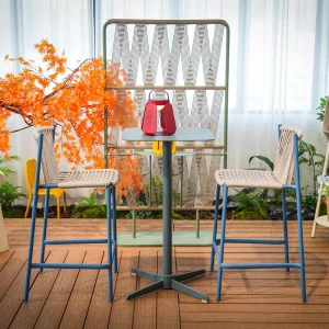 Outdoor Metal Bar Table and Chairs Set Commercial Bistro Patio High Stool Furniture