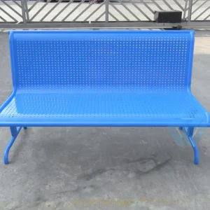 Outdoor Metal Slat Bench Steel Seating for Public Garden with Backrest Heavy Duty