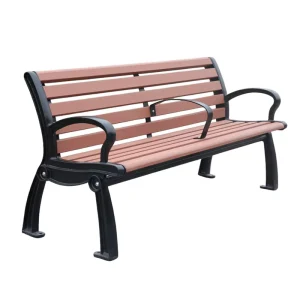 Outdoor Municipal Furniture Weatherproof Wooden Landscape Bench Seat Outdoor Garden Country Exterior Seating Bench with Armrest