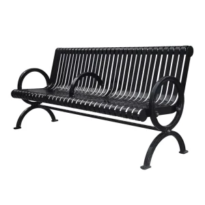 Outdoor Municipal Park Furniture Commercial Anti vandal Steel Slatted Bench Seat School Public Metal Seating Bench with Back