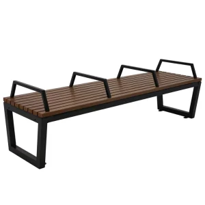 Outdoor Park 3 Seater Backless Wooden Bench Seat Outside Street Hardwood Wood Sitting Bench Seating Public Garden Patio Bench
