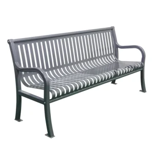 Outdoor Park Anti vandal Commercial Heavy Duty Metal Bench Seat Street Furniture Public rust Proof Steel Slatted Bench Seating