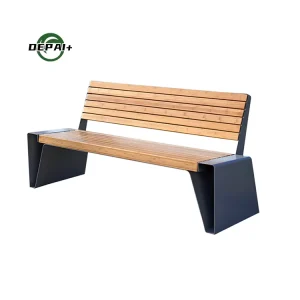 Outdoor Park Garden Weatherproof WPC Leisure Bench with Backrest Corrosion Resistant for Public Rest Area