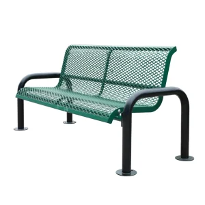 Outdoor Park Modern Expanded Metal Bench Seat Outside Street Steel Bench Seating Public Garden Patio Wide Bench Chair with Back