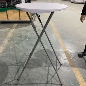 Outdoor Portable Dia 60cm 24inch White High Top Round Cocktail Folding Plastic Bar Tables for Events