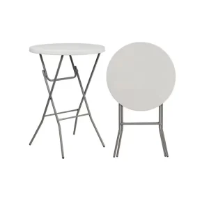 Outdoor Portable Dia 60cm 32 Inches Events White Plastic High Top Height Cocktail Round Folding Bar Table for Party