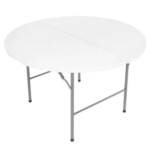Outdoor Portable Dining Wedding Party Event 4ft 48inch White Round Plastic Folding Tables