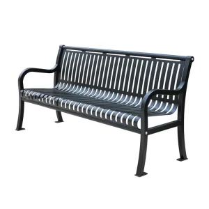 Outdoor Public Park Commercial Steel Bench Seating Outside Garden Patio Decorative Metal Leisure Seat Benches with Armrest