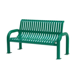 Outdoor Public Park Metal Slats Bench Seat Urban Street Furniture Outdoor Garden Steel Slatted Patio Seating Bench