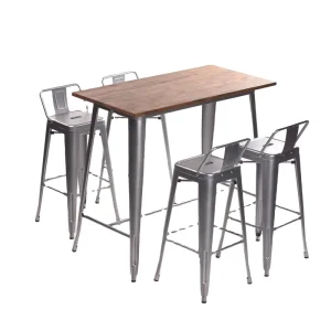 Outdoor Restaurant Furniture High Long Table Lounge Bar Furniture Mesa De Bar Con Sillas Industrial Bar Table With Chairs