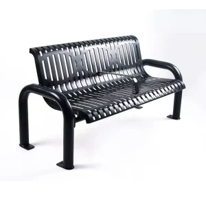 Outdoor Rustic Long Steel Bench Seat Outside Park Galvanized Metal Bench Seating Public Garden Patio Cast Iron Leg Bench Chair