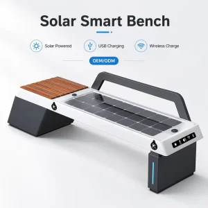 Outdoor Solar Smart Bench with Wireless & USB Charging Multi functional Public Seat for Theme Parks & Amusement Facilities
