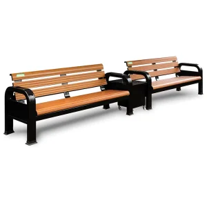 Outdoor Sports Court Bench with Wood Grain Aluminum Alloy Backrest Seating for Stadium and Park Rest Area