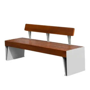 Outdoor Stainless Steel Bench with Solid Wood Seat Customizable Design for Patio Park Gym Mall & Hospital Use